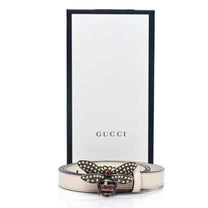 Gucci Calfskin Queen Margaret Bee Belt 100 40 White 4 of 4