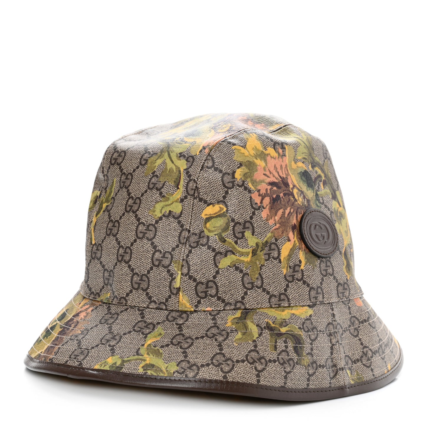 GG Supreme Monogram Azalea Calfskin Dusty Carnation Retro Interlocking G Bucket Hat Beige Ebony Multicolor