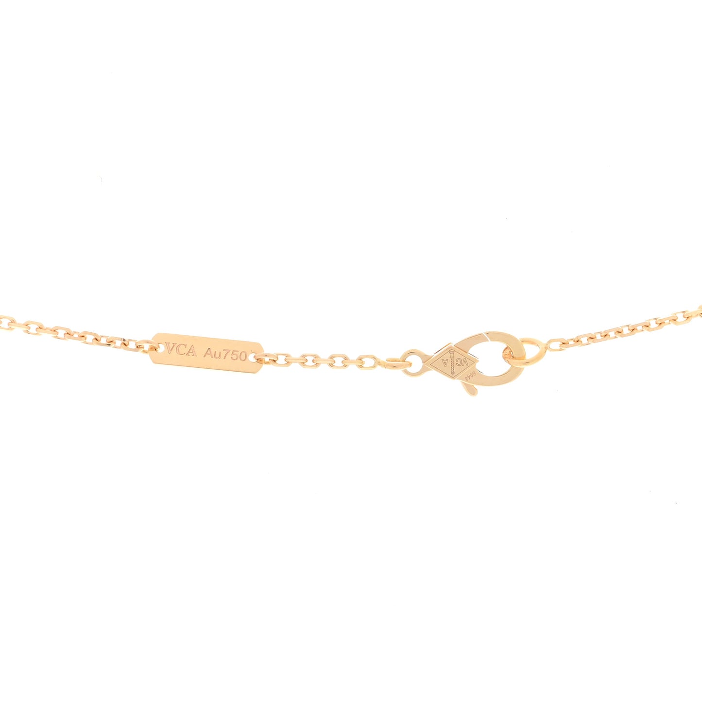 18K Rose Gold Diamond Rhodonite Vintage Alhambra Pendant Necklace