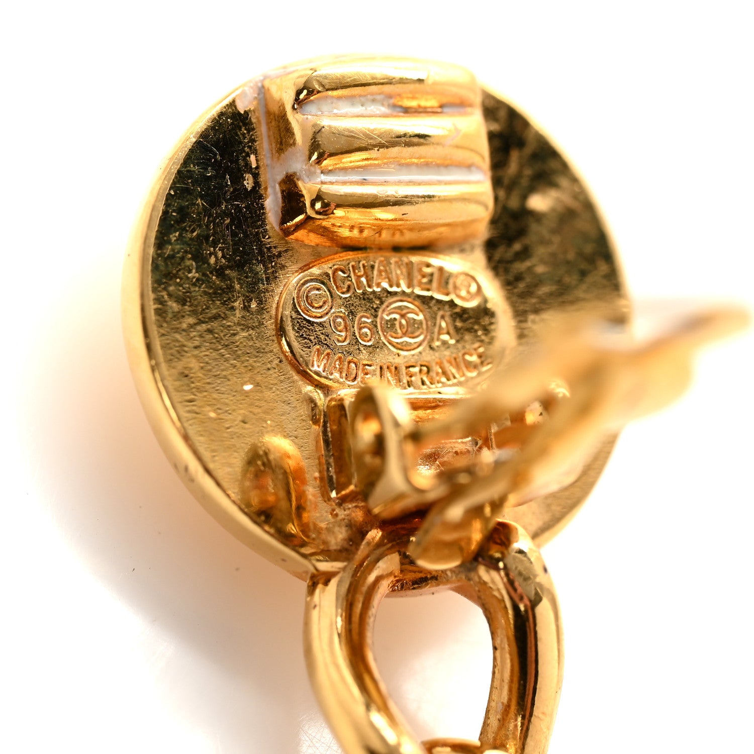Chanel CC Drop Turnlock Clip On Earrings Gold 4 of 4