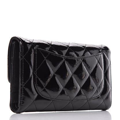 Chanel Patent Quilted Large Flap Wallet Black 3 of 13