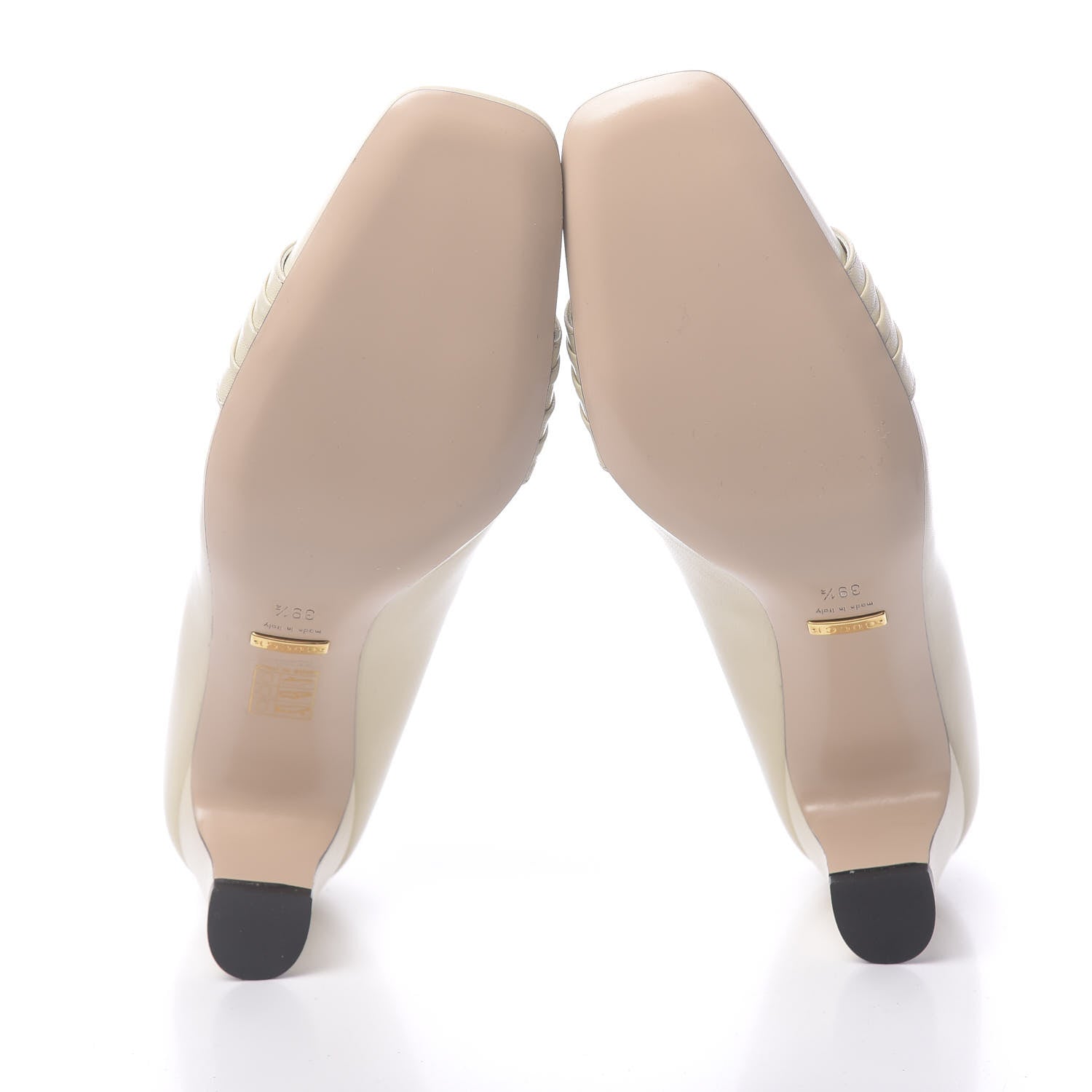 Gucci Malaga Kid Half Moon GG Square Toe Pumps 39.5 Vintage White 5 of 9