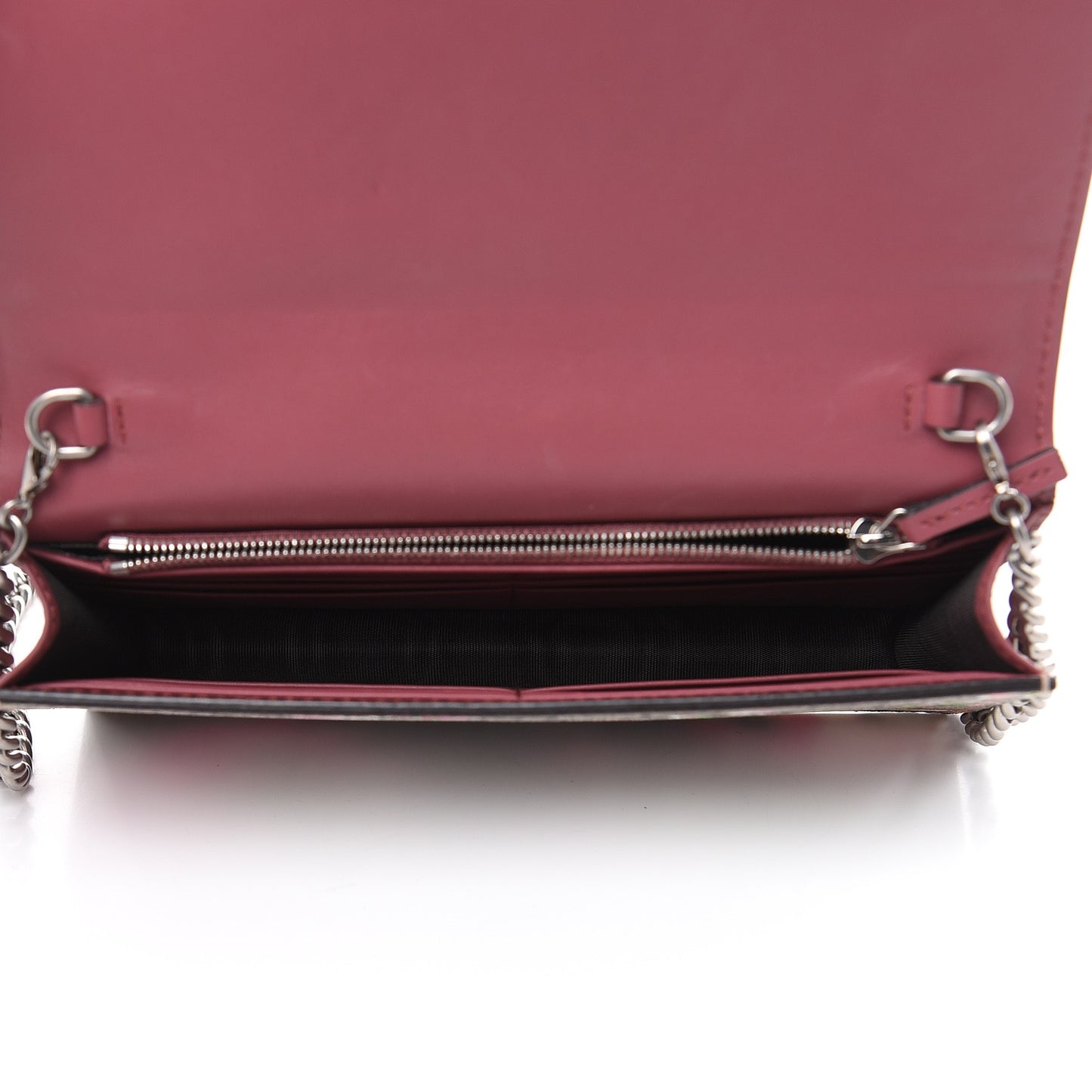 GG Supreme Monogram Blooms Chain Wallet Beige Multicolor Dry Rose