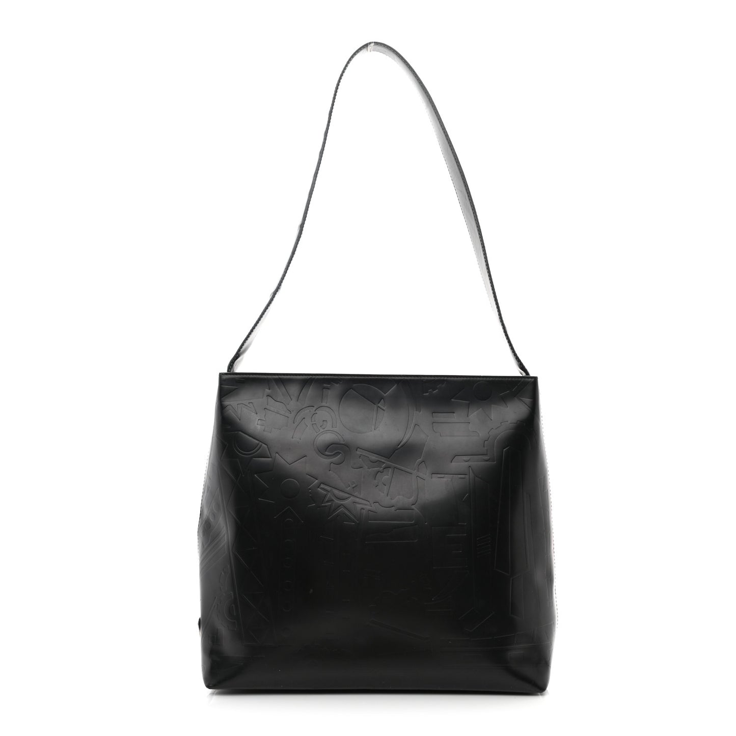 Calfskin Embossed Shoulder Bag Black