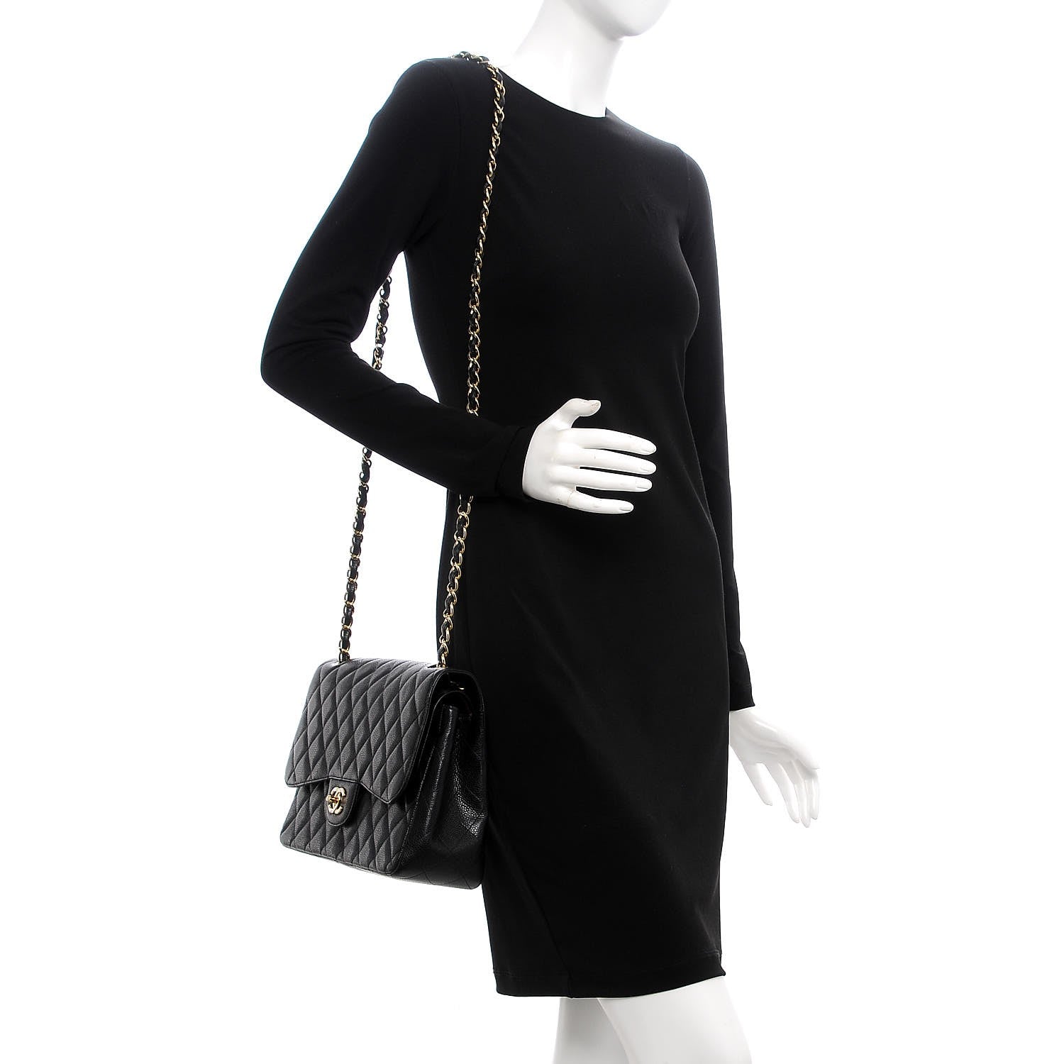 Chanel Caviar Quilted Jumbo Double Flap Black 2 of 8