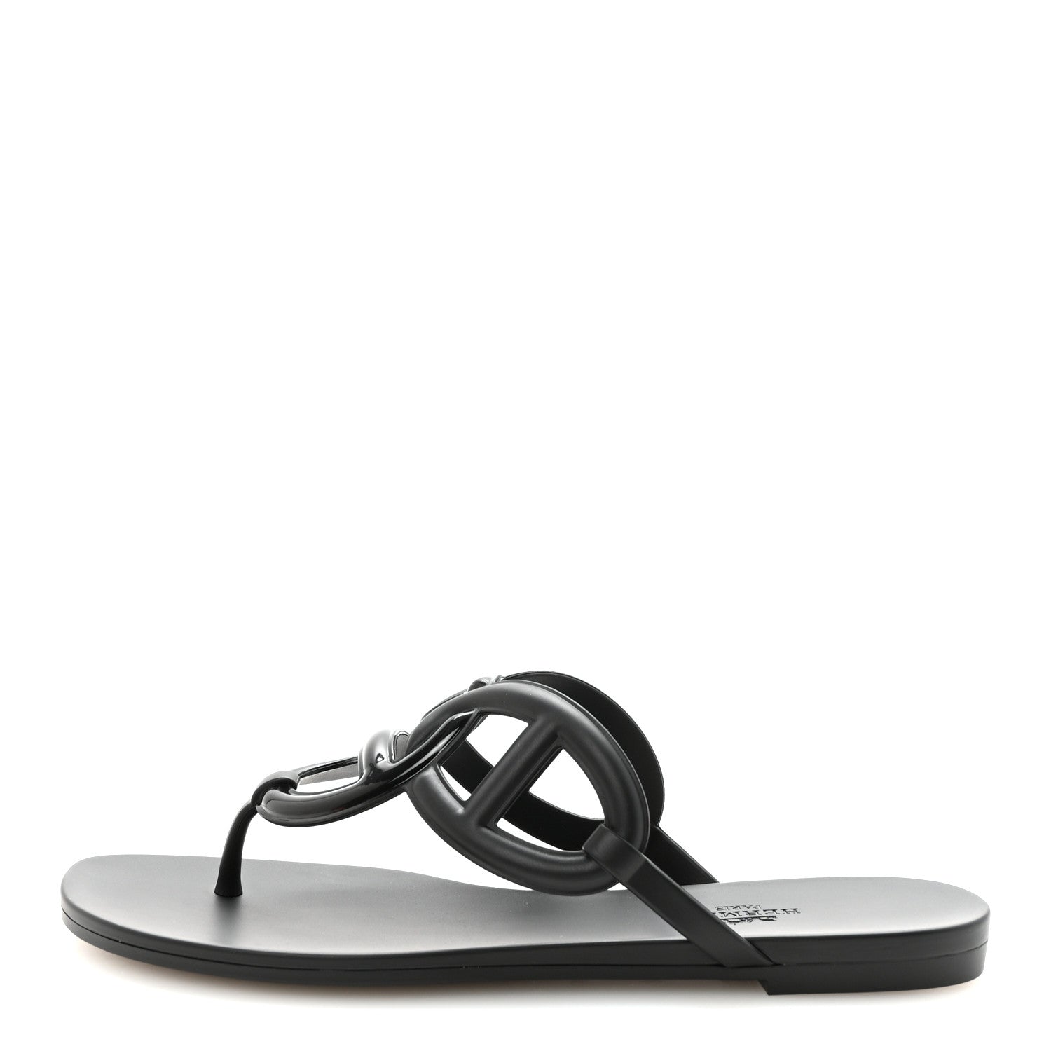 Hermes Rubber Womens Egerie Sandals 38 Black 1 of 9