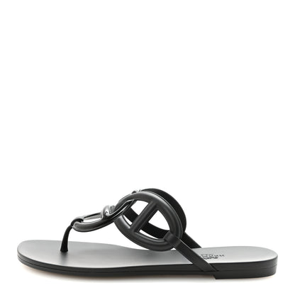 Hermes Rubber Womens Egerie Sandals 38 Black 1 of 9