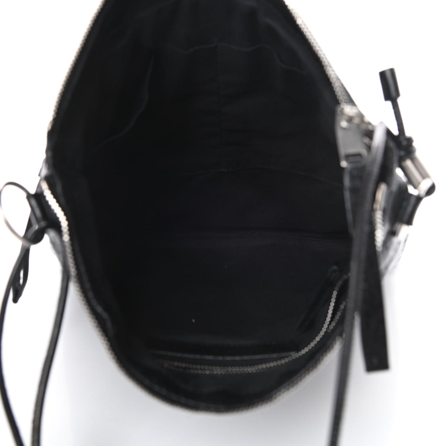 Agneau Classic Silver Hardware Flat Messenger Black