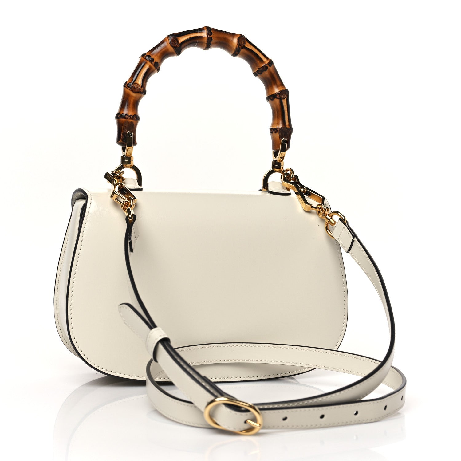 Gucci Boarded Dyana Lux Calfskin Web Small Bamboo 1947 Top Handle Bag Mystic White 3 of 8