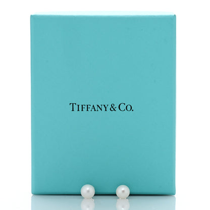 Tiffany Sterling Silver Freshwater Pearl 7-8mm Ziegfeld Earrings 5 of 5
