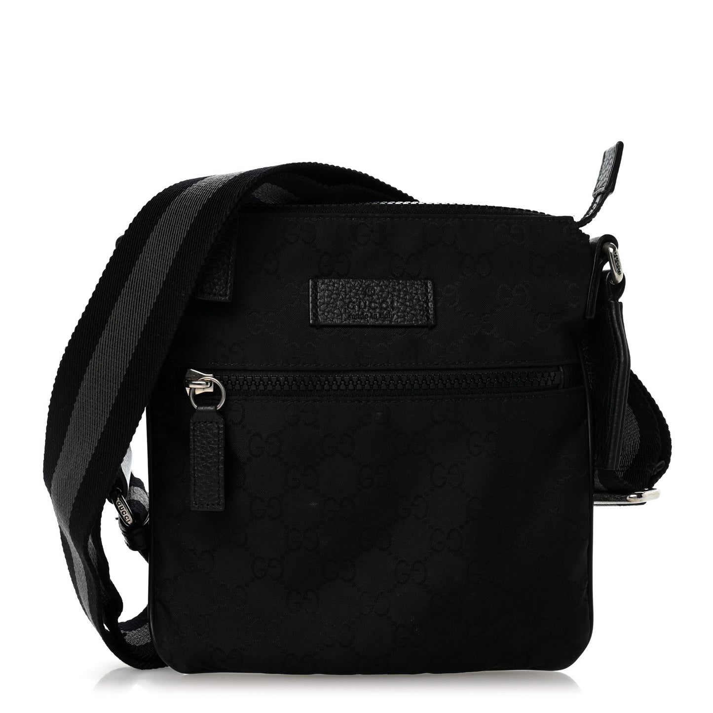 Nylon Monogram Mini Flat Messenger Bag Black