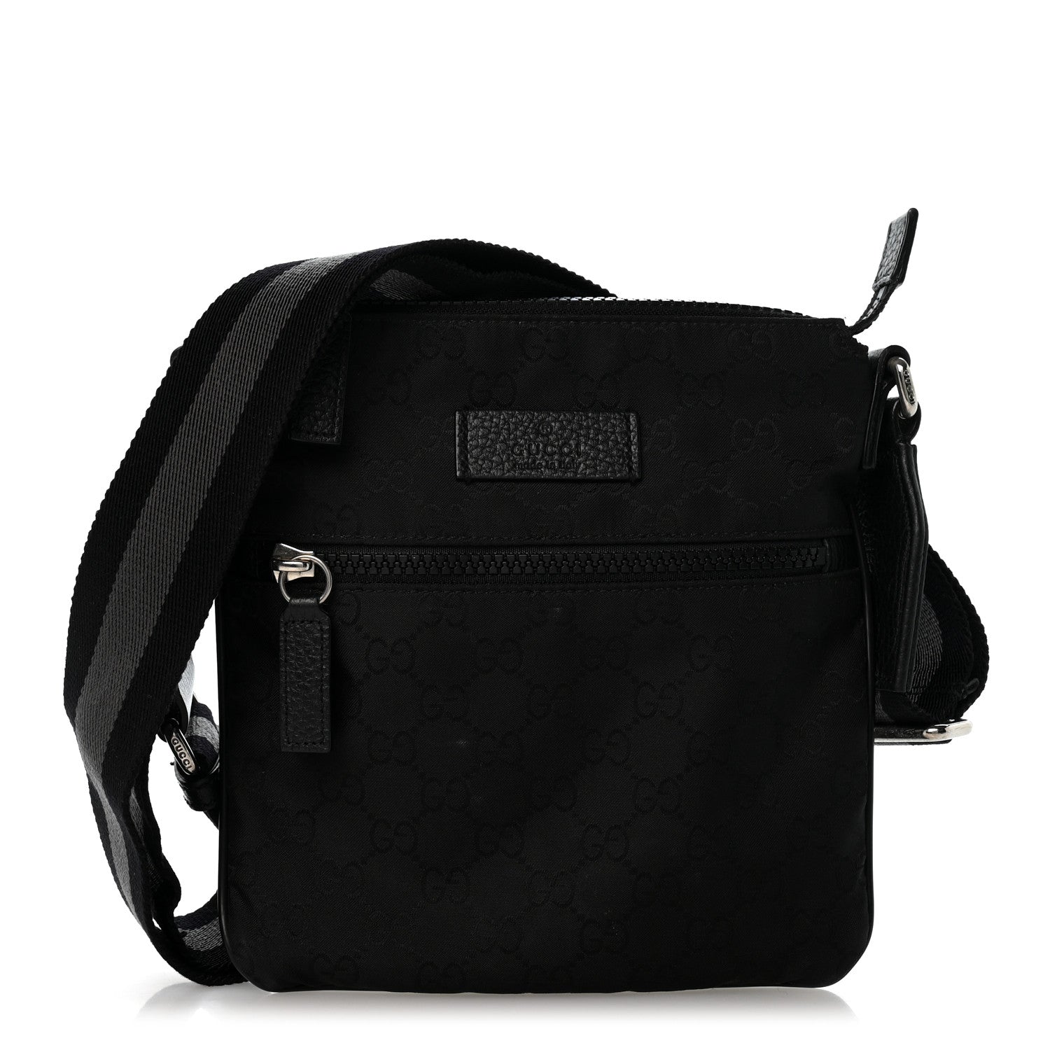 Gucci Nylon Monogram Mini Flat Messenger Bag Black 1 of 12