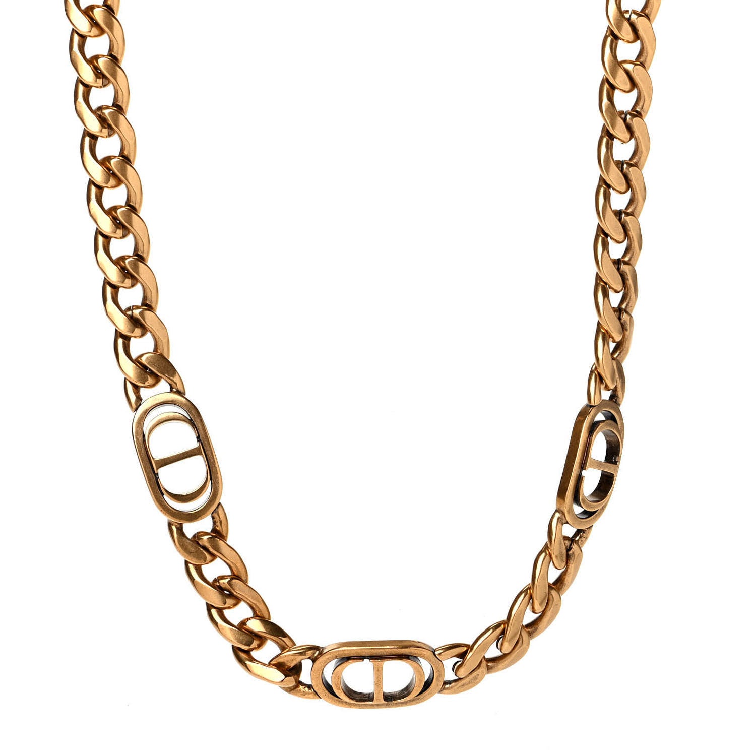Christian Dior Metal CD Choker Necklace Gold 1 of 4