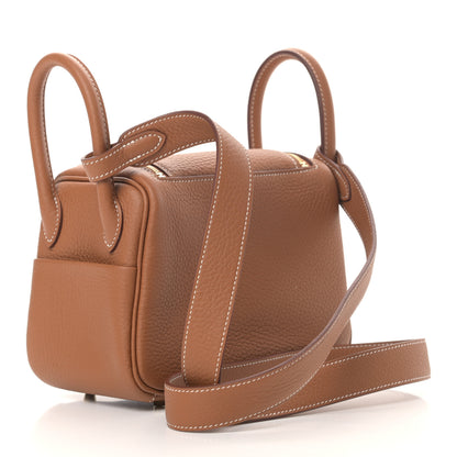 Hermes Taurillon Clemence Mini Lindy 20 Gold 3 of 10