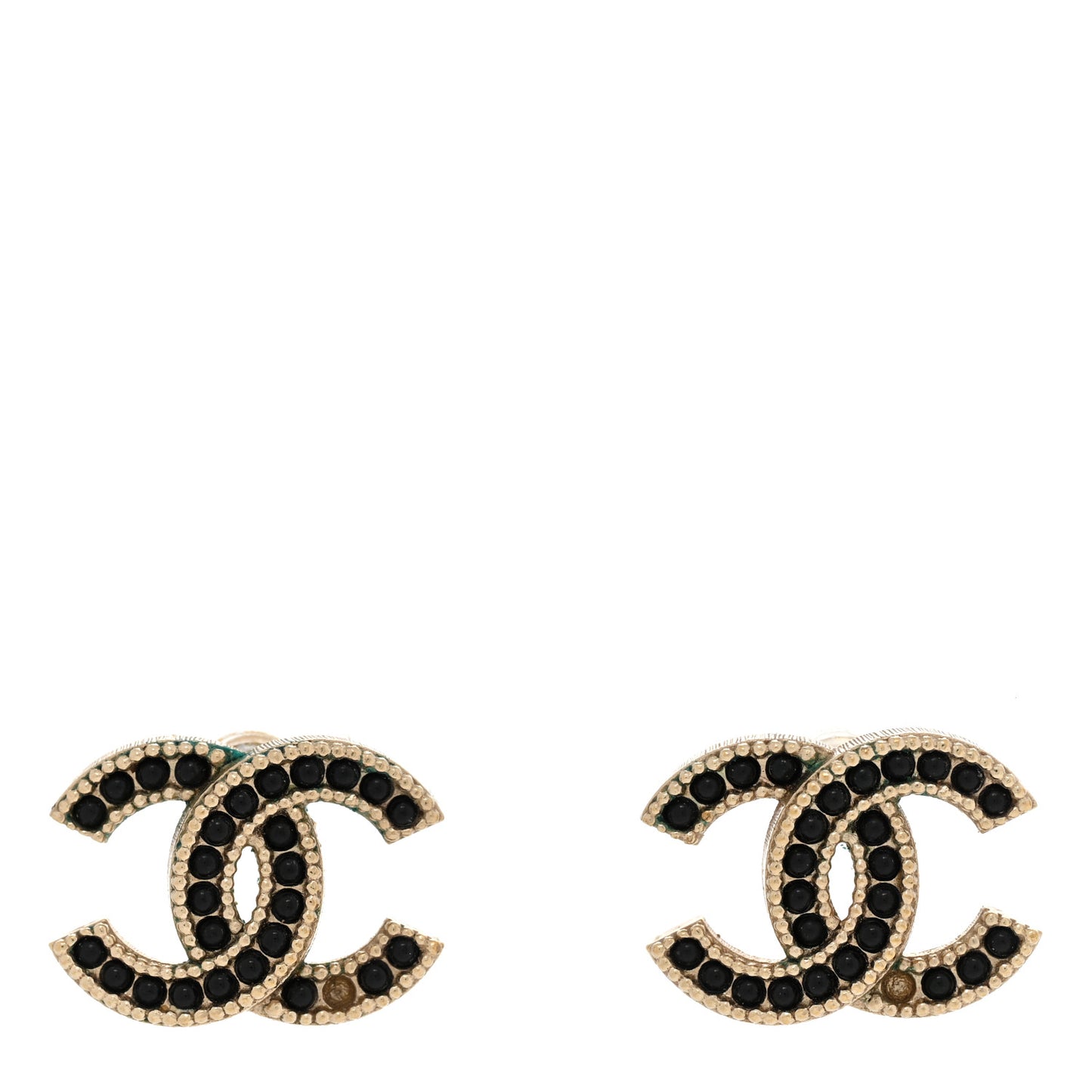 Bead CC Earrings Light Gold Black