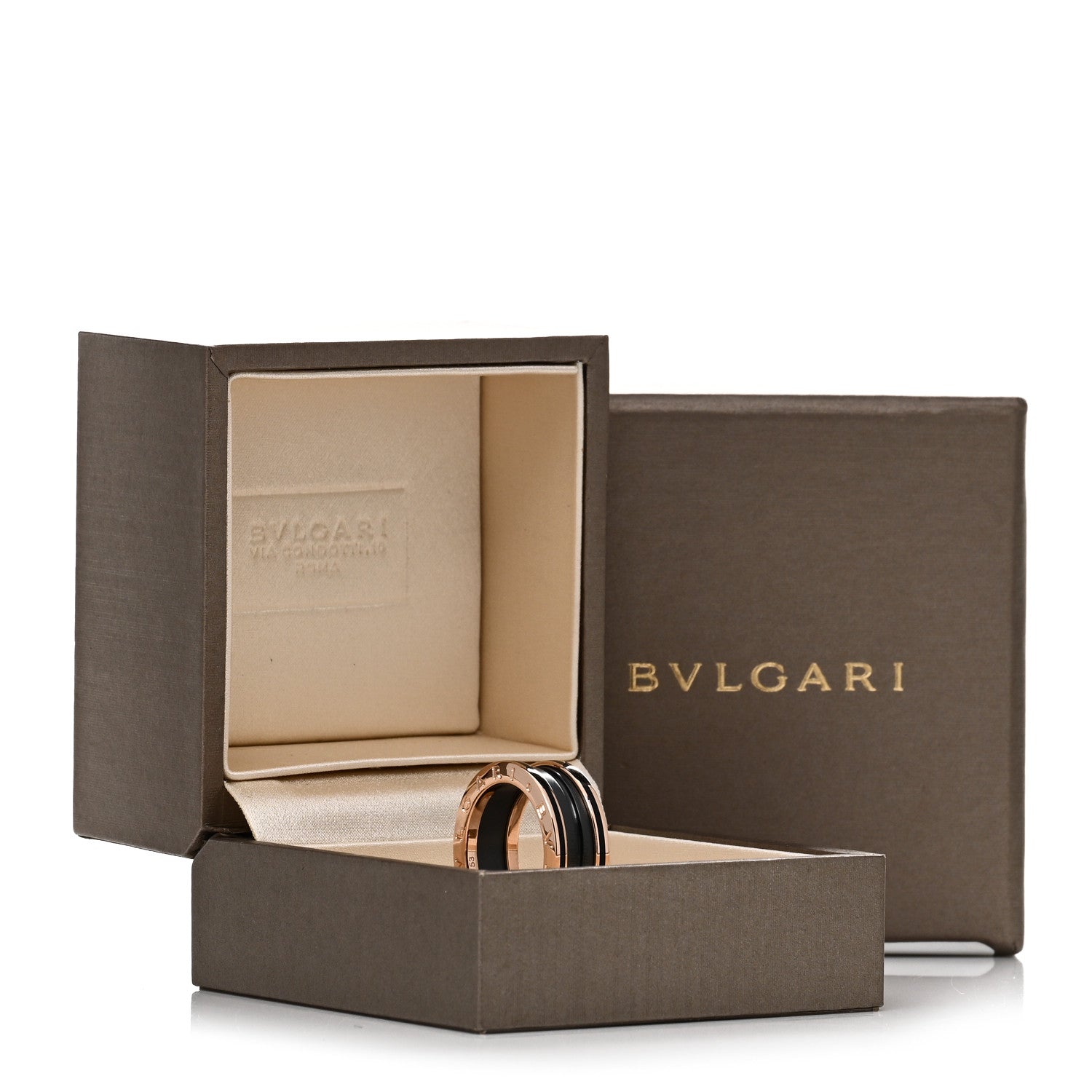 Bulgari 18K Rose Gold Black Ceramic Matte B.Zero1 Two-Band Ring 53 6.25 5 of 5