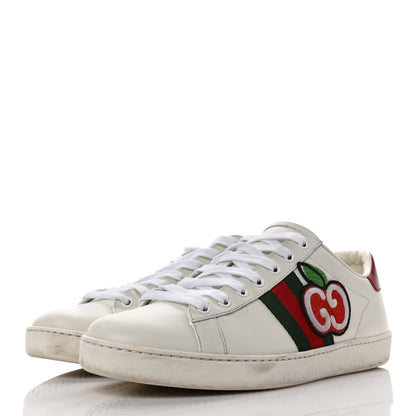 Gucci Calfskin Web GG Apple Embroidered Womens Ace Sneakers 39.5 White 3 of 8