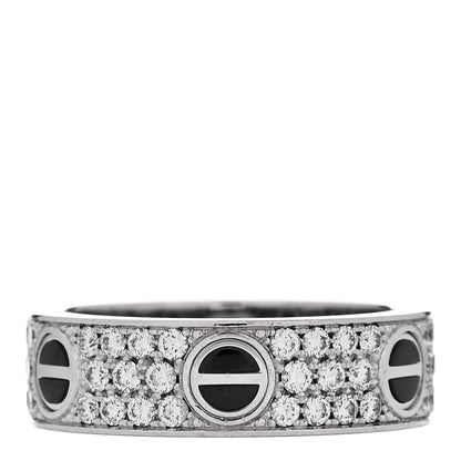 Cartier 18K White Gold Diamond Ceramic LOVE Paved Ring 59 8.75 1 of 4