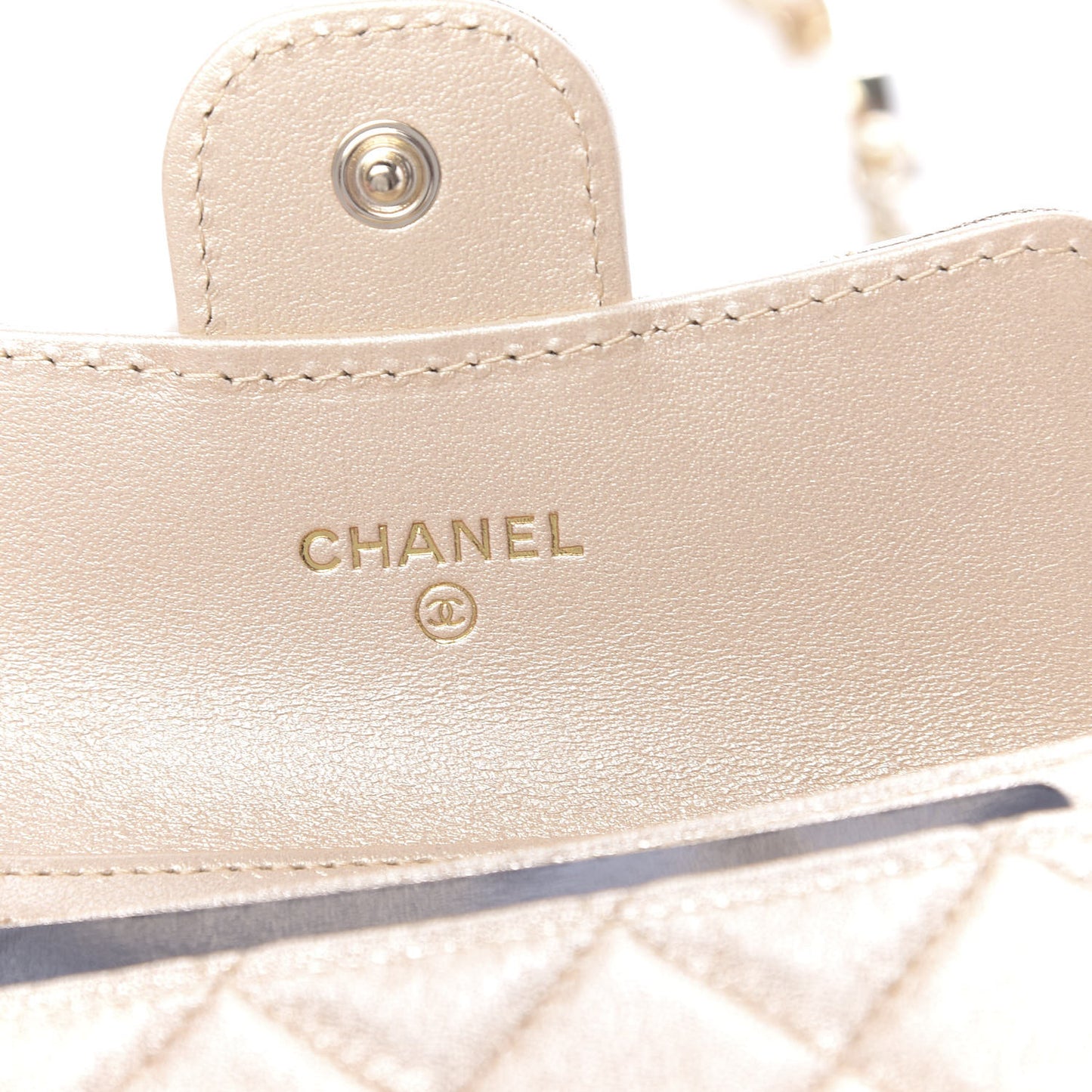 Metallic Lambskin Quilted Flap Chain Waist Bag Gold
