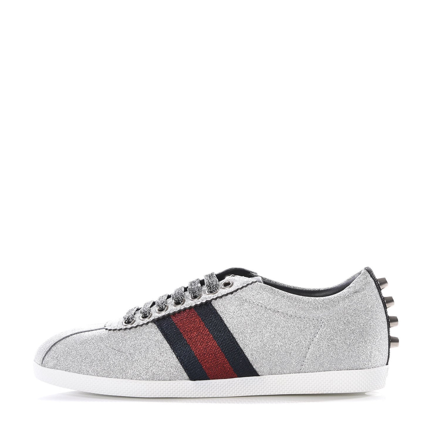 Glitter Fabric Studded Web Sneakers 37.5 Silver