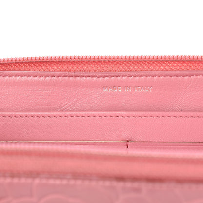 Chanel Lambskin Camellia Embossed Zip Around Large Gusset Wallet Pink 13 of 15