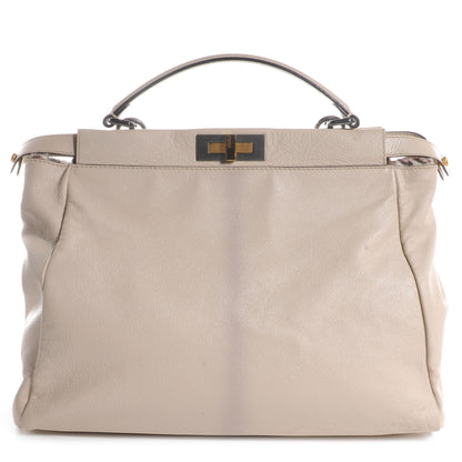 Fendi Goatskin Calf Hair Leopard Print Large Peekaboo Iconic Satchel Beige 1 of 11