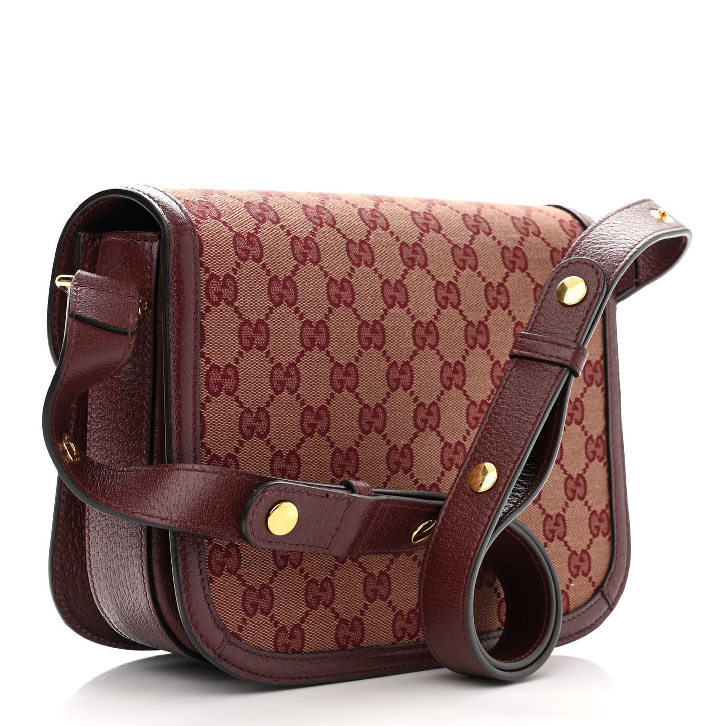 Monogram Textured Dollar Calfskin Horsebit 1955 Shoulder Bag Sahara Rubino Chardonnay