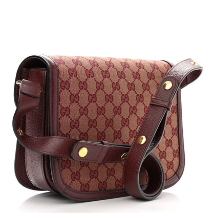 Gucci Monogram Textured Dollar Calfskin Horsebit 1955 Shoulder Bag Sahara Rubino Chardonnay 3 of 10