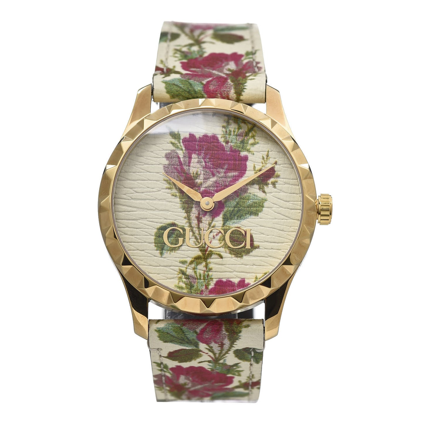 Stainless Steel Calfskin 38mm G-Timeless Floral Quartz Watch Ivory