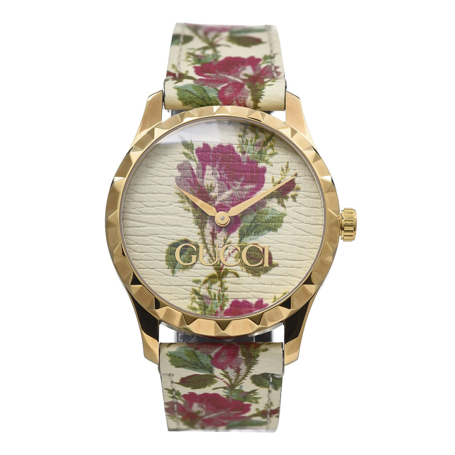 Gucci Stainless Steel Calfskin 38mm G-Timeless Floral Quartz Watch Ivory 1 of 9