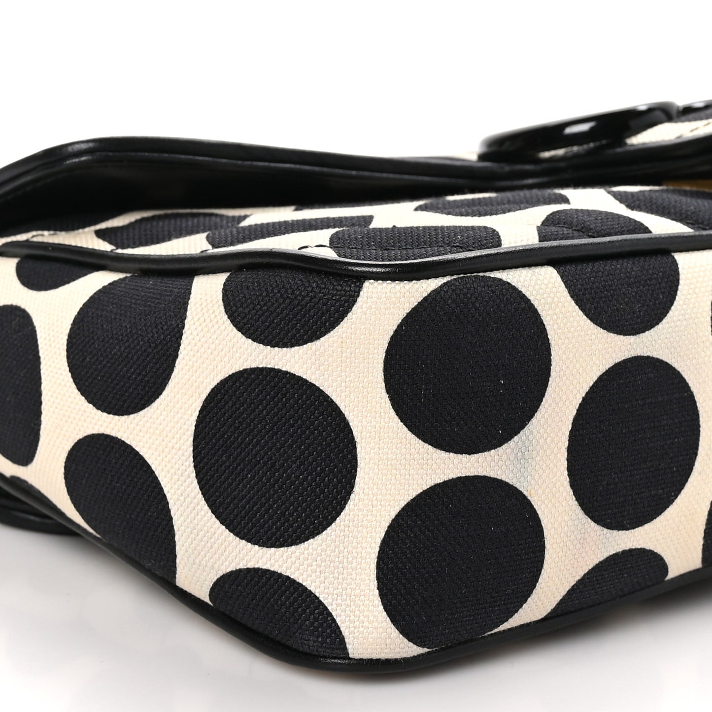 Canvas Matelasse Diagonal Polka Dot Small GG Marmont Shoulder Bag Black White