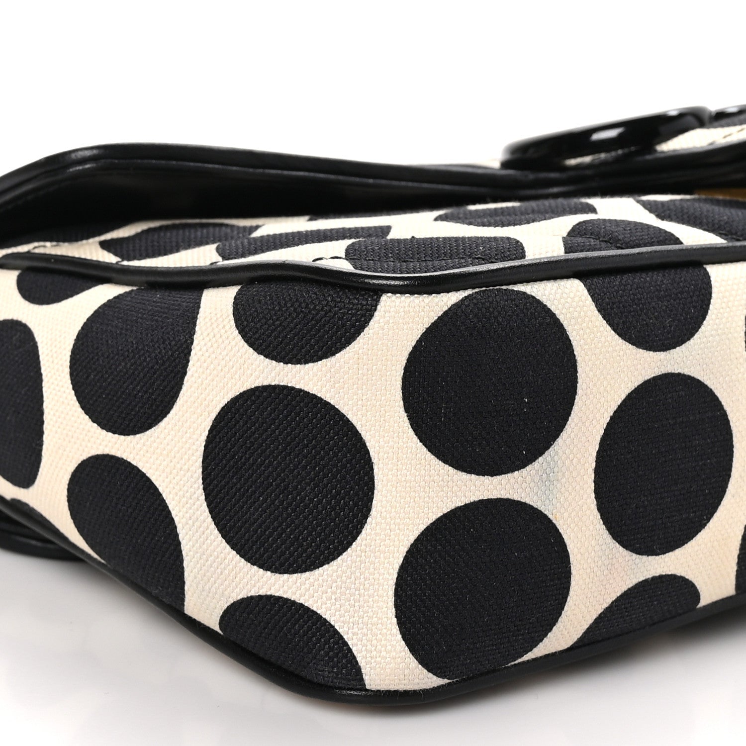 Gucci Canvas Matelasse Diagonal Polka Dot Small GG Marmont Shoulder Bag Black White 9 of 11