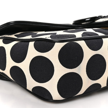 Gucci Canvas Matelasse Diagonal Polka Dot Small GG Marmont Shoulder Bag Black White 9 of 11