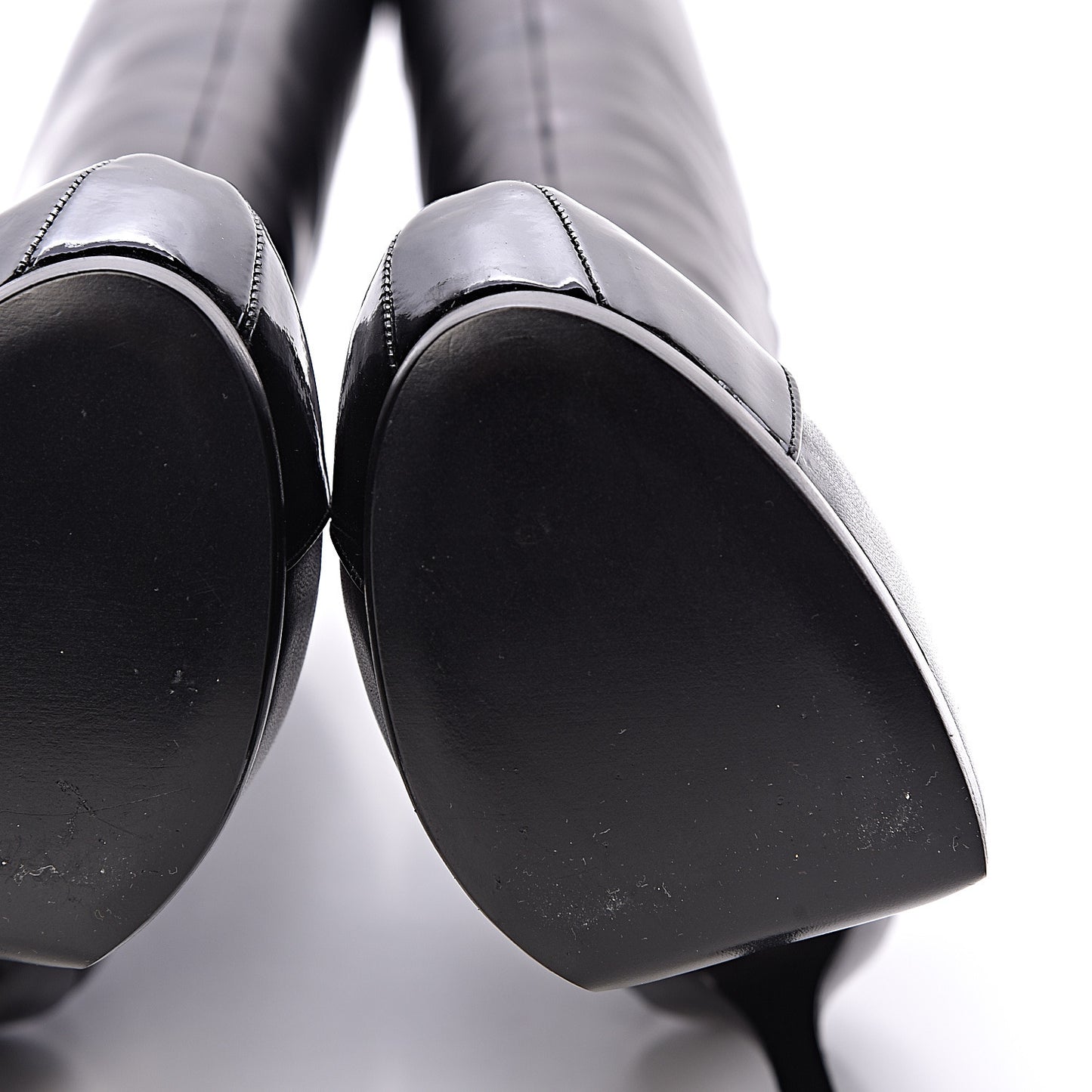 Nappa Vernice Cap Toe Platform Knee High Boots 37 Black