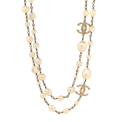 Chanel Pearl CC Long Necklace Light Gold 1 of 4