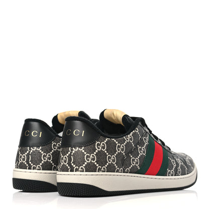Gucci GG Supereme Monogram Miro Soft Calfskin Web Mens Screener Sneakers 8.5 Black Grey Sky 4 of 10