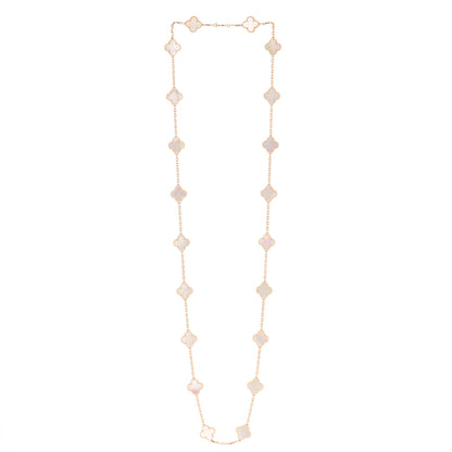 Van Cleef & Arpels 18K Yellow Gold Mother of Pearl 20 Motifs Vintage Alhambra Necklace 3 of 6