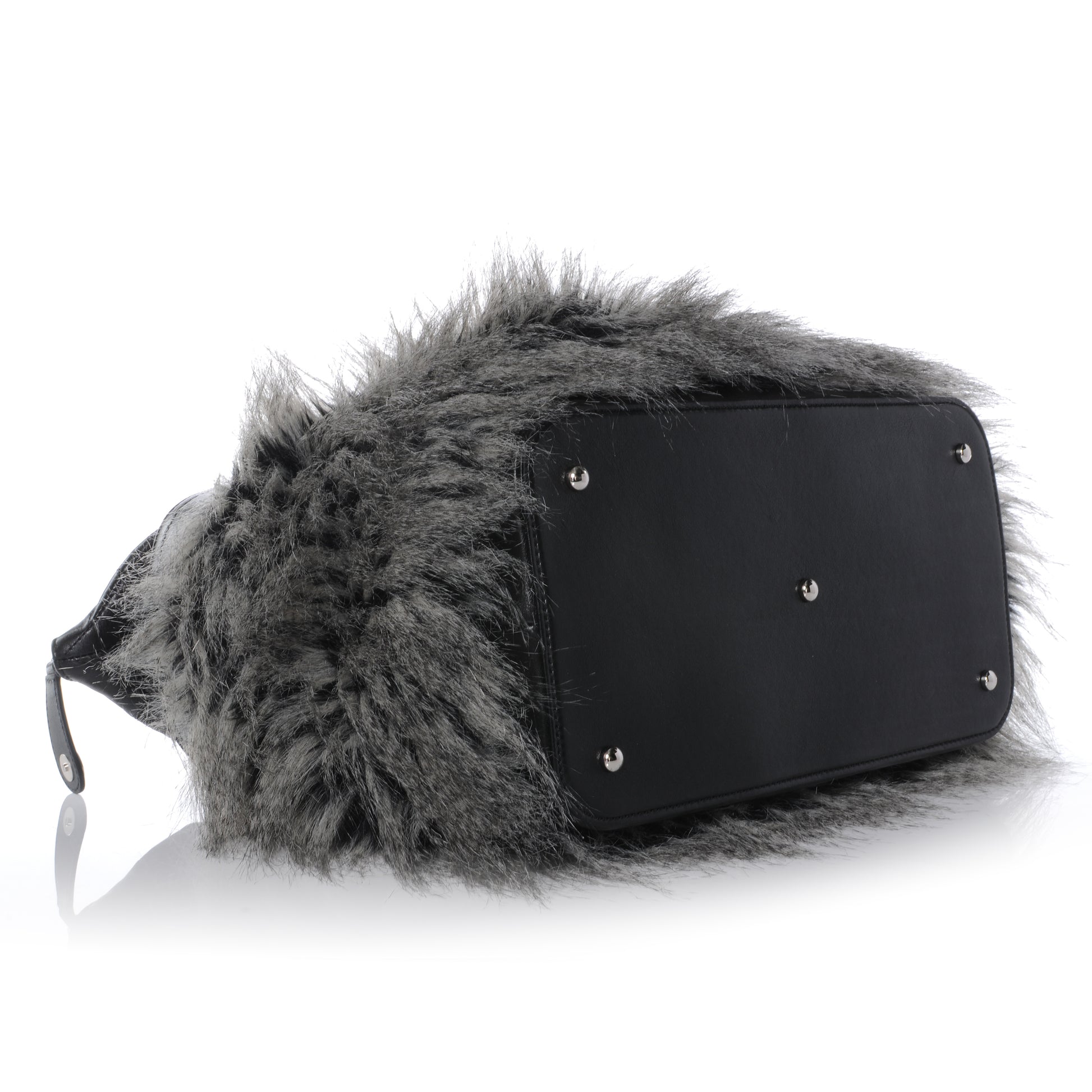 Chanel Quilted Lambskin Fantasy Fur Shopper Tote Black 4 of 7