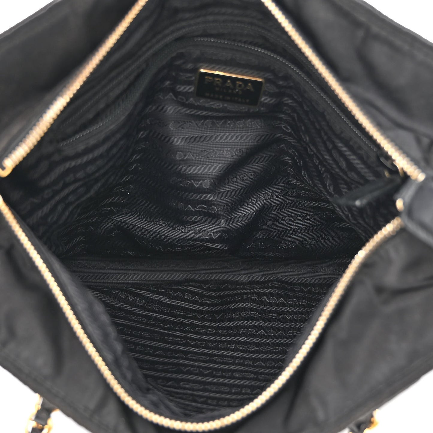 Tessuto Nylon Chain Shoulder Bag Black