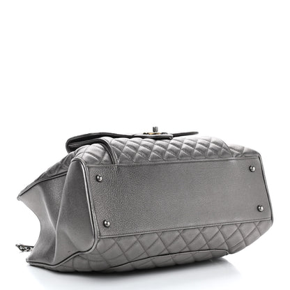 Chanel Metallic Grained Calfskin Quilted Large Casual Pocket Tote Silver 3 of 9