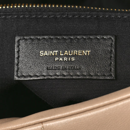 Saint Laurent Lambskin Quilted Medium Loulou Puffer Monogram Chain Satchel Dark Beige 6 of 8