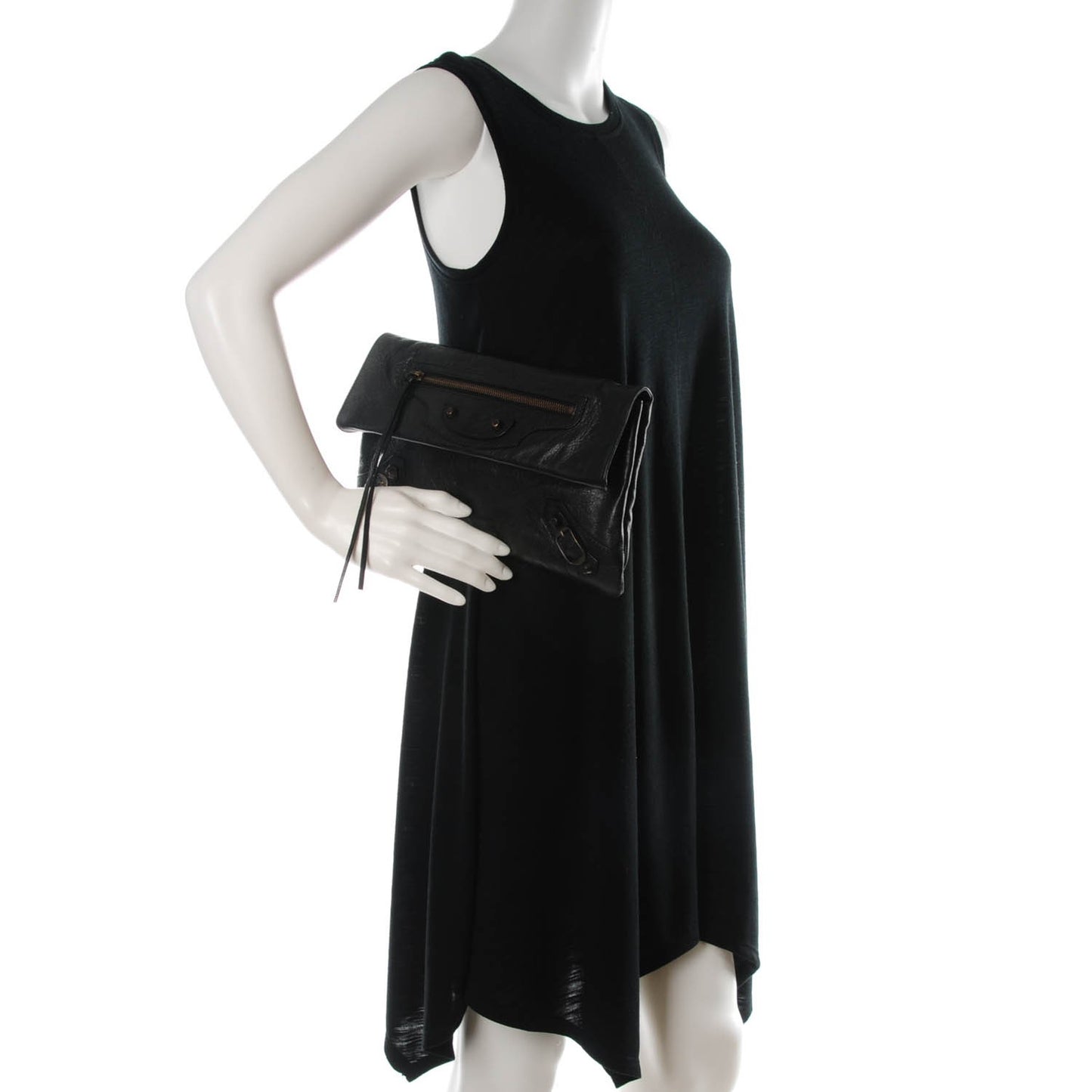 Agneau Classic Hardware Envelope Clutch Black