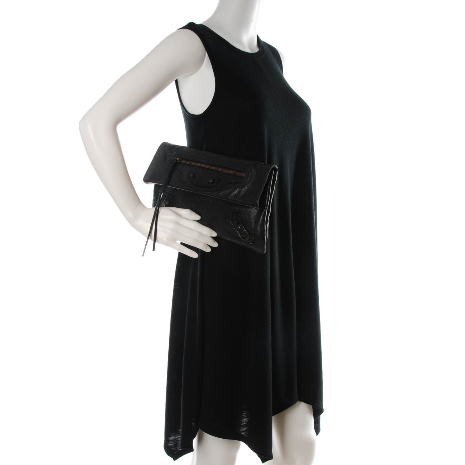 Balenciaga Agneau Classic Hardware Envelope Clutch Black 2 of 7
