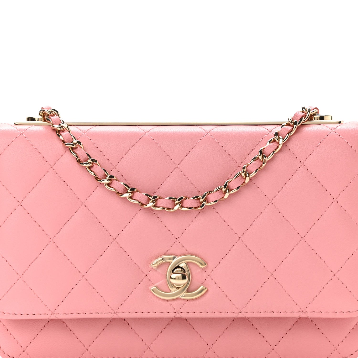 Chanel Lambskin Quilted Trendy CC Wallet On Chain WOC Pink 8 of 10