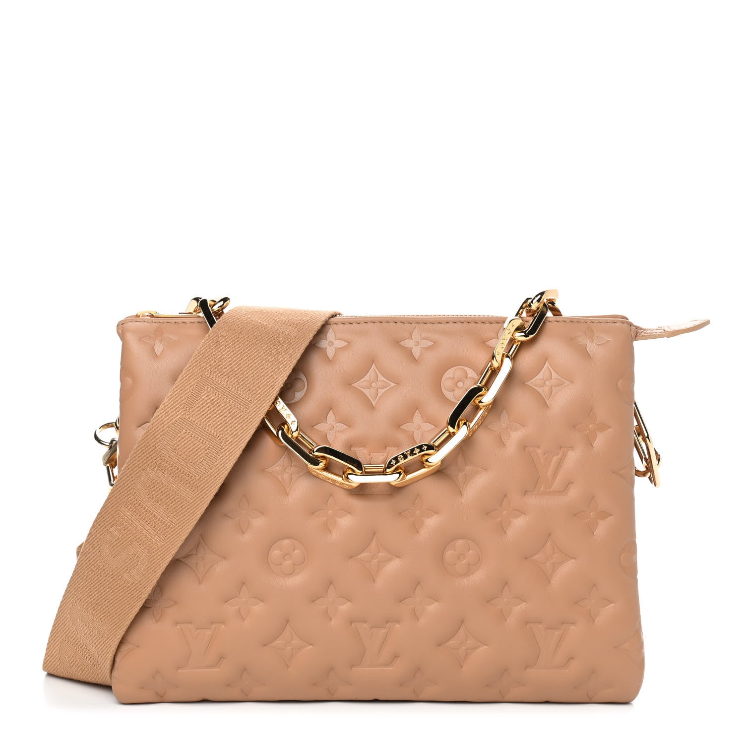 Louis Vuitton Lambskin Embossed Monogram Coussin PM Camel 1 of 8