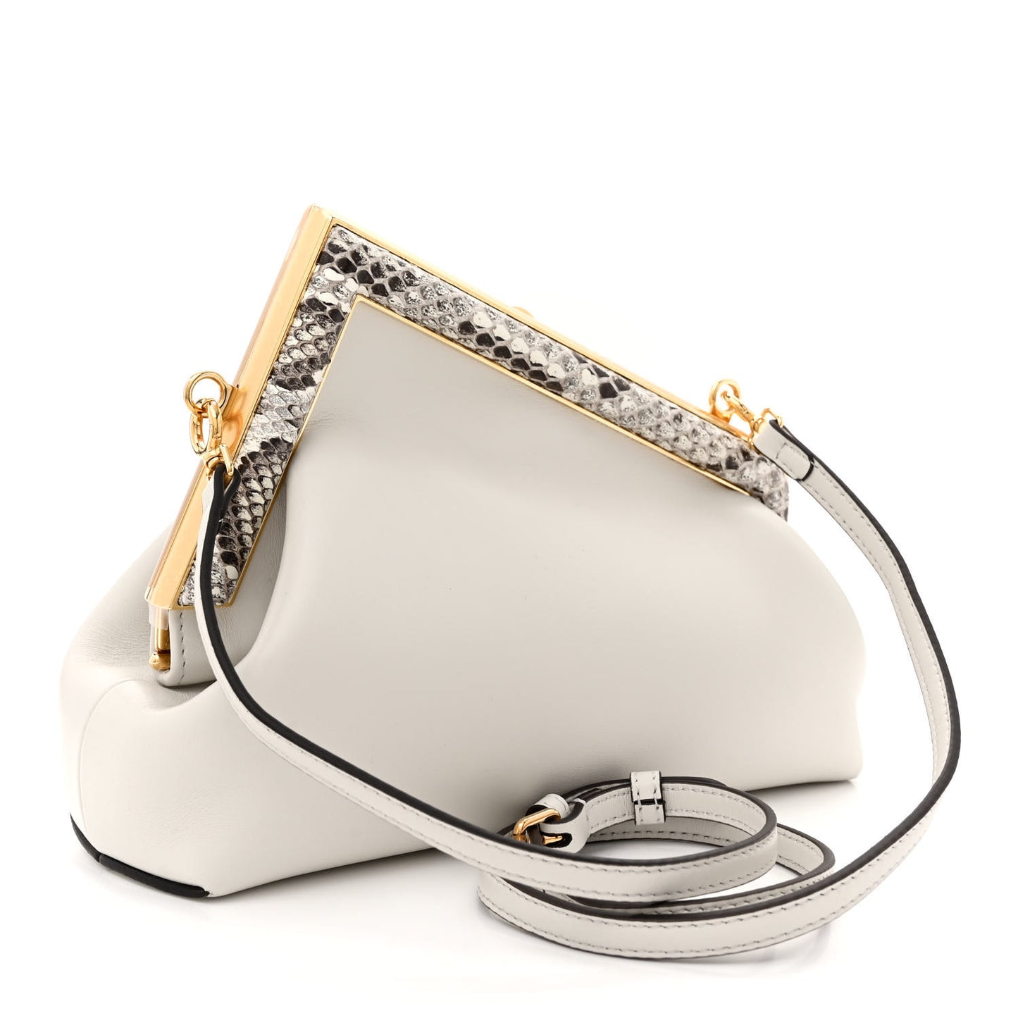 Shiny Nappa Snakeskin Small Fendi First White Roccia