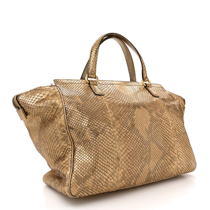Gucci Metallic Snakeskin Medium 1973 Top Handle Satchel Gold 3 of 14