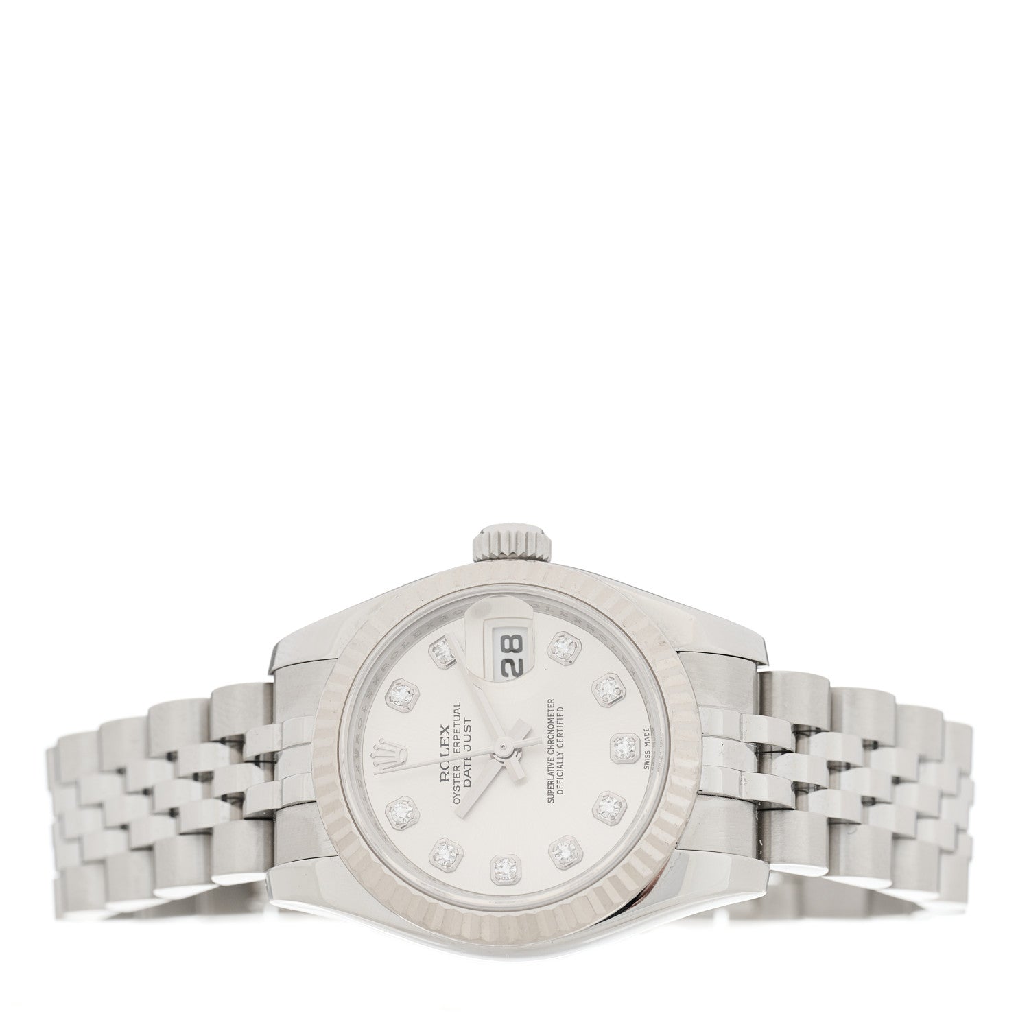 Rolex Stainless Steel 18K White Gold Diamond 26mm Oyster Perpetual Datejust Watch Silver 179174 2 of 4