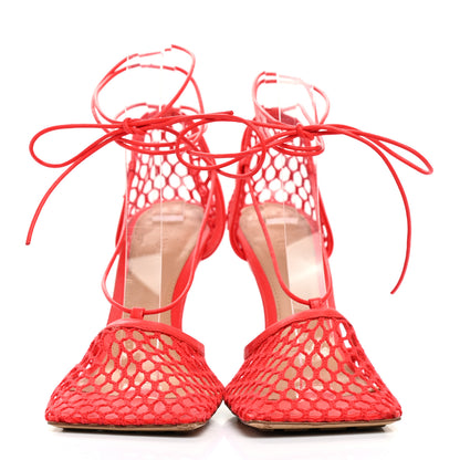 Bottega Veneta Mesh Nappa Stretch Ankle Tie Sandals 39 Tomato 2 of 14