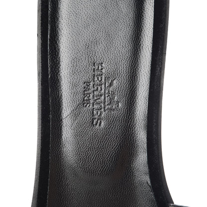 Hermes Velvet Nappa Oran Sandals 39 Black Argent Vieilli 7 of 7